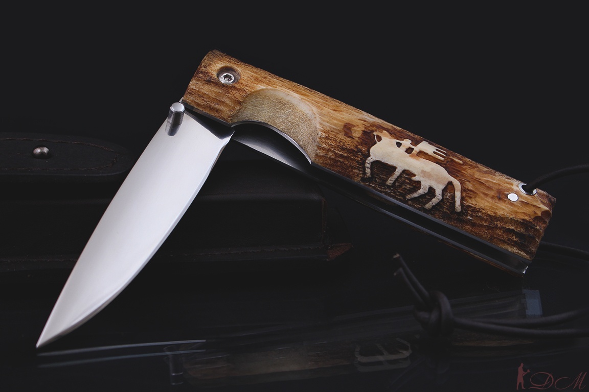 Нож Opinel №8, нержавеющая сталь, полированный клинок, рукоять светлый рог буйвола, дерев футляр